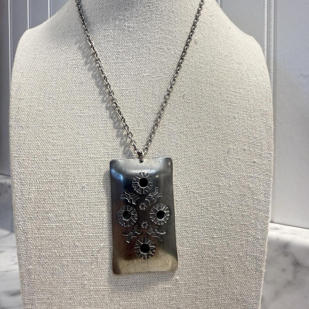 Vintage 1960's Rolf Buodd Signed Pewter Pendant Brutalist Viking Nordic Norway